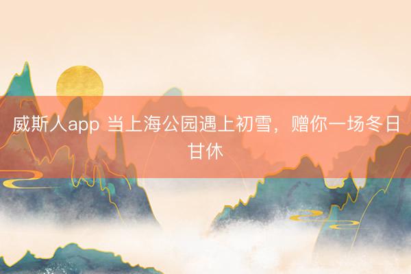 威斯人app 当上海公园遇上初雪，赠你一场冬日甘休