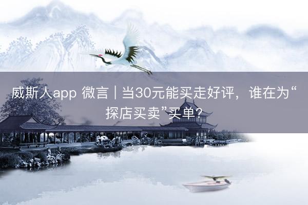 威斯人app 微言 | 当30元能买走好评，谁在为“探店买卖”买单？