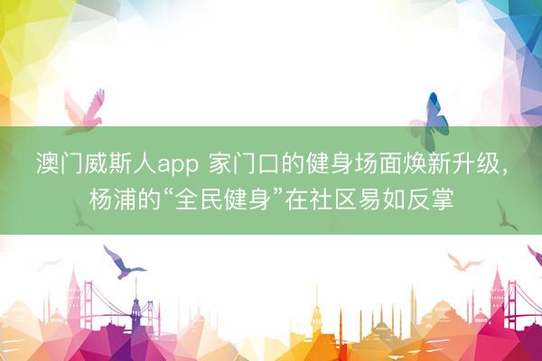 澳门威斯人app 家门口的健身场面焕新升级，杨浦的“全民健身”在社区易如反掌