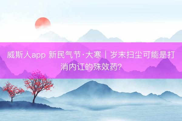 威斯人app 新民气节·大寒｜岁末扫尘可能是打消内讧的殊效药？
