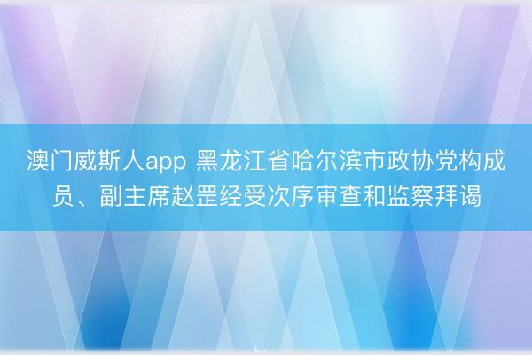 澳门威斯人app 黑龙江省哈尔滨市政协党构成员、副主席赵罡经受次序审查和监察拜谒