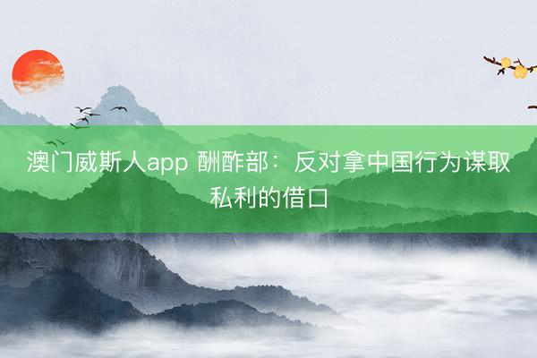 澳门威斯人app 酬酢部：反对拿中国行为谋取私利的借口