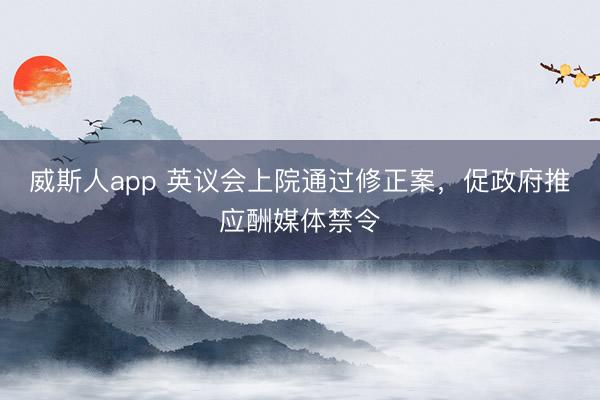 威斯人app 英议会上院通过修正案，促政府推应酬媒体禁令