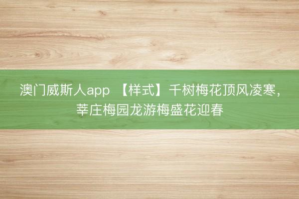 澳门威斯人app 【样式】千树梅花顶风凌寒，莘庄梅园龙游梅盛花迎春