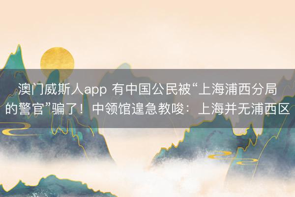 澳门威斯人app 有中国公民被“上海浦西分局的警官”骗了！中领馆遑急教唆：上海并无浦西区