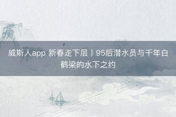 威斯人app 新春走下层丨95后潜水员与千年白鹤梁的水下之约