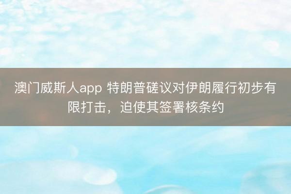 澳门威斯人app 特朗普磋议对伊朗履行初步有限打击，迫使其签署核条约