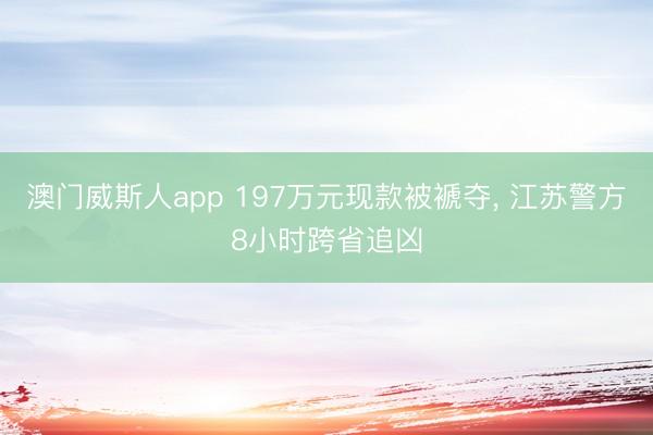 澳门威斯人app 197万元现款被褫夺， 江苏警方8小时跨省追凶