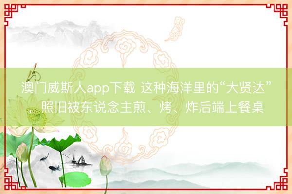 澳门威斯人app下载 这种海洋里的“大贤达”，照旧被东说念主煎、烤、炸后端上餐桌