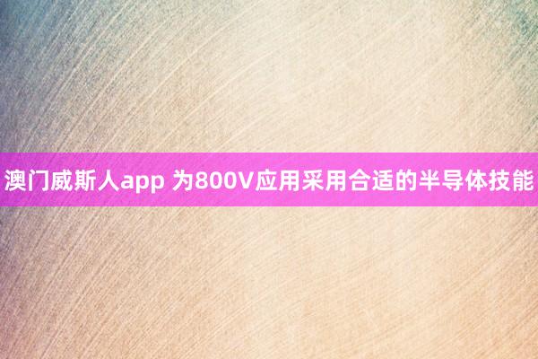 澳门威斯人app 为800V应用采用合适的半导体技能