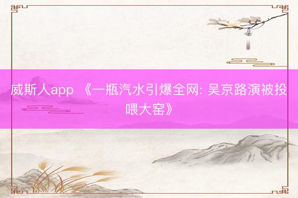 威斯人app 《一瓶汽水引爆全网: 吴京路演被投喂大窑》