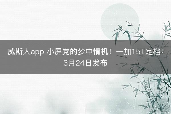 威斯人app 小屏党的梦中情机！一加15T定档：3月24日发布