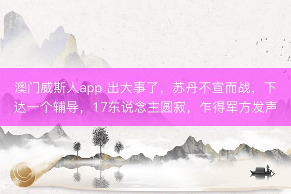 澳门威斯人app 出大事了，苏丹不宣而战，下达一个辅导，17东说念主圆寂，乍得军方发声