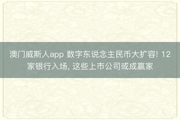 澳门威斯人app 数字东说念主民币大扩容! 12家银行入场, 这些上市公司或成赢家