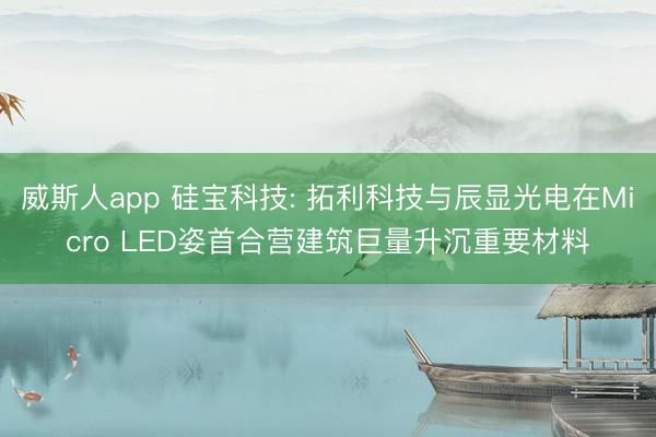 威斯人app 硅宝科技: 拓利科技与辰显光电在Micro LED姿首合营建筑巨量升沉重要材料