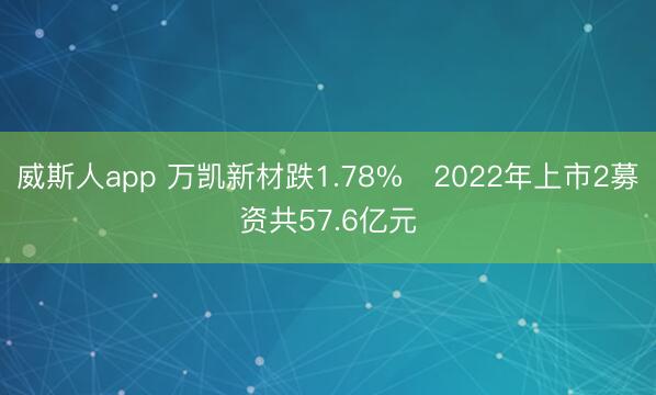 威斯人app 万凯新材跌1.78% 2022年上市2募资共57.6亿元