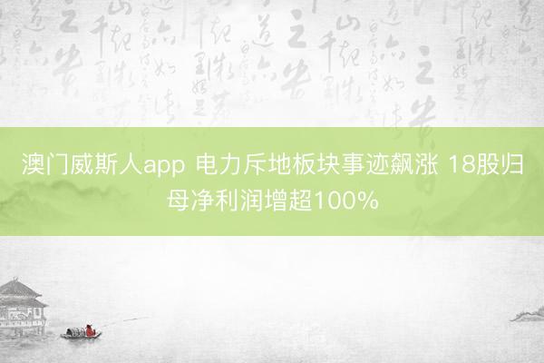 澳门威斯人app 电力斥地板块事迹飙涨 18股归母净利润增超100%