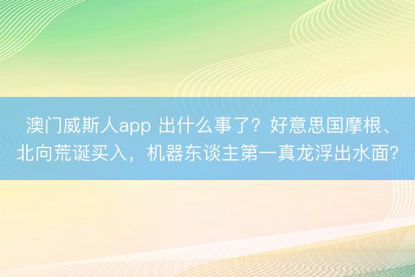 澳门威斯人app 出什么事了？好意思国摩根、北向荒诞买入，机器东谈主第一真龙浮出水面？