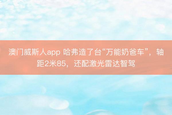 澳门威斯人app 哈弗造了台“万能奶爸车”,轴距2米85,还配激光雷达智驾