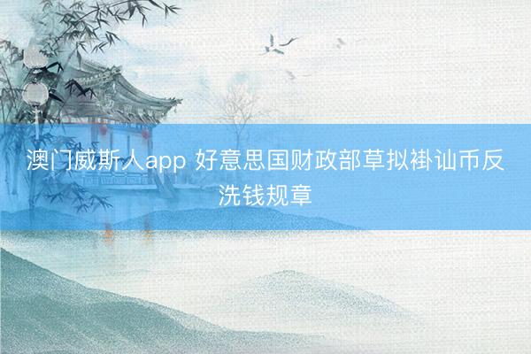 澳门威斯人app 好意思国财政部草拟褂讪币反洗钱规章