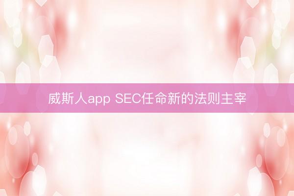 威斯人app SEC任命新的法则主宰
