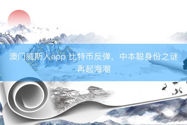 澳门威斯人app 比特币反弹,中本聪身份之谜再起海潮