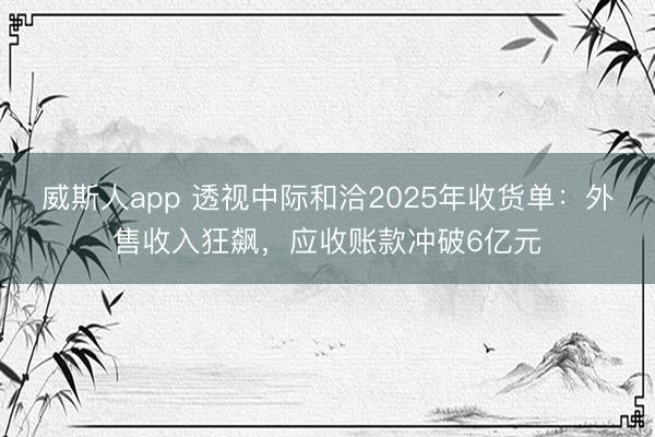 威斯人app 透视中际和洽2025年收货单：外售收入狂飙，应收账款冲破6亿元