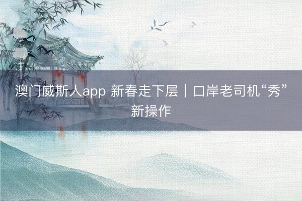 澳门威斯人app 新春走下层｜口岸老司机“秀”新操作