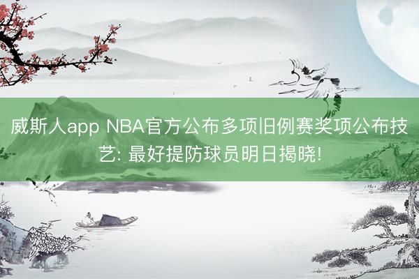 威斯人app NBA官方公布多项旧例赛奖项公布技艺: 最好提防球员明日揭晓!