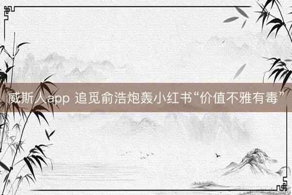 威斯人app 追觅俞浩炮轰小红书“价值不雅有毒”