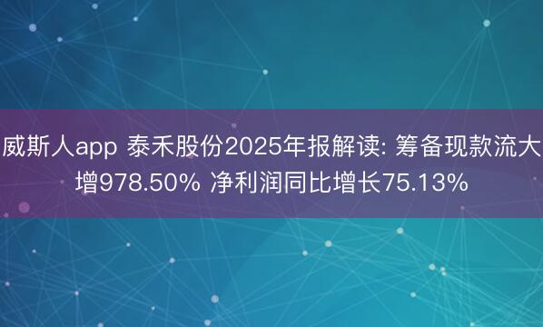 威斯人app 泰禾股份2025年报解读: 筹备现款流大增978.50% 净利润同比增长75.13%