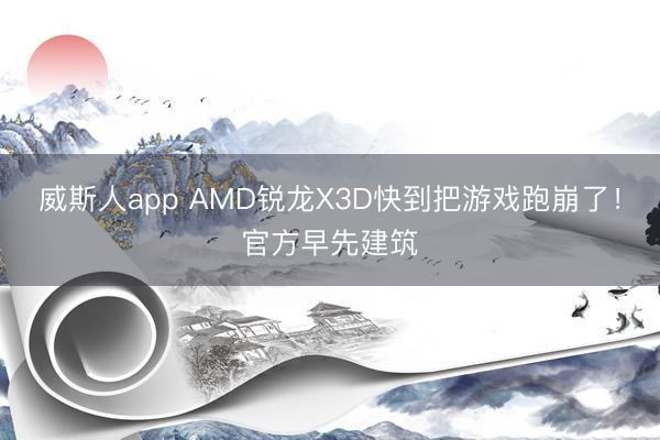 威斯人app AMD锐龙X3D快到把游戏跑崩了！官方早先建筑