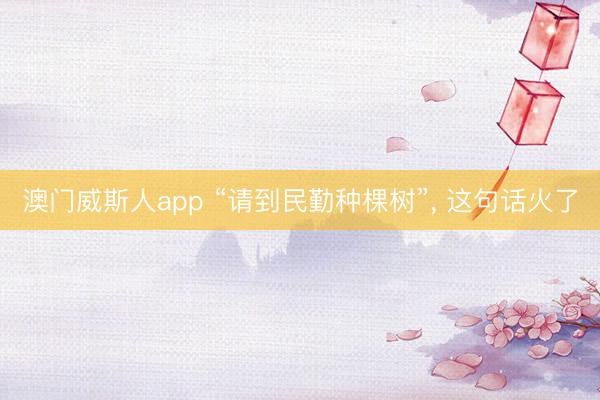 澳门威斯人app “请到民勤种棵树”， 这句话火了
